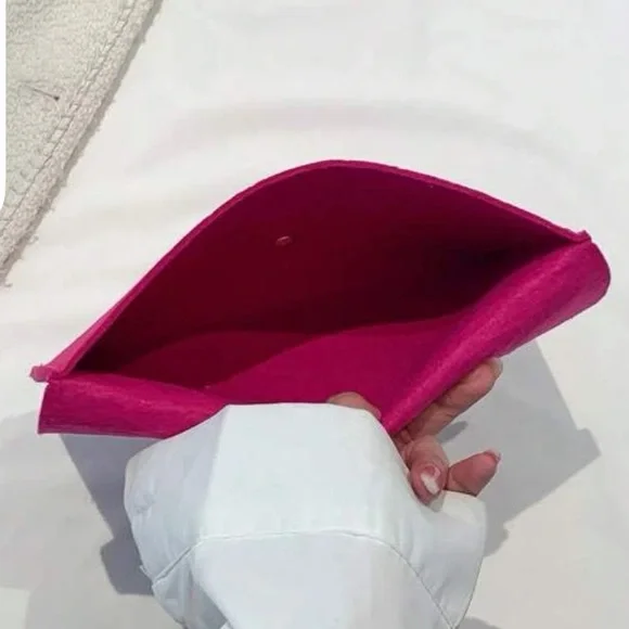 Hot Pink Chevron Envelope Bag - Medium Felt Flap - NWT - Picture 6 of 9
